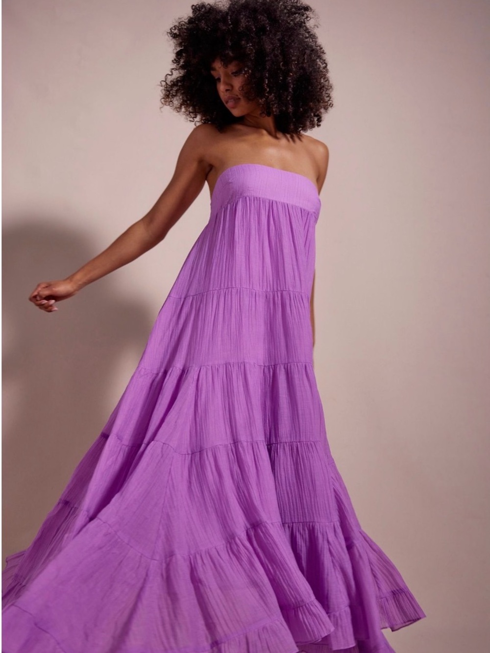 Free People Tiered Maxi Dress in Lavender Purple